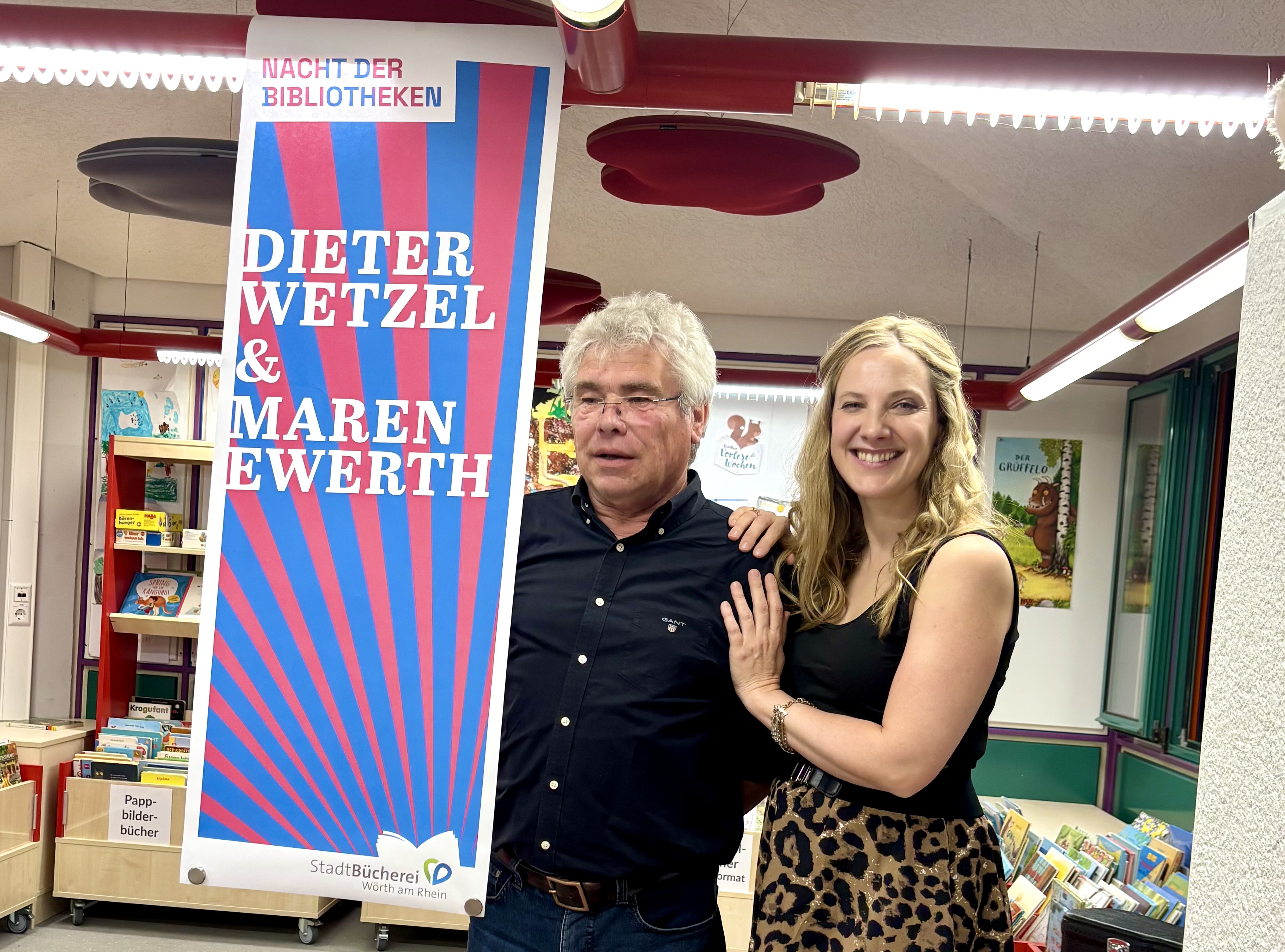 Dieter und Maren bei der Nacht der Bibliotheken, Bücherei Wörth, 04. April 2025